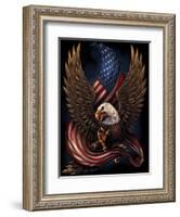 Eagle and Flag-FlyLand Designs-Framed Giclee Print