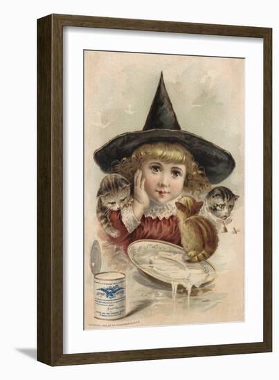 Eagle Brand Milk Trade Card with a Girl and Kittens-null-Framed Giclee Print