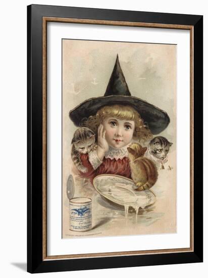 Eagle Brand Milk Trade Card with a Girl and Kittens-null-Framed Giclee Print