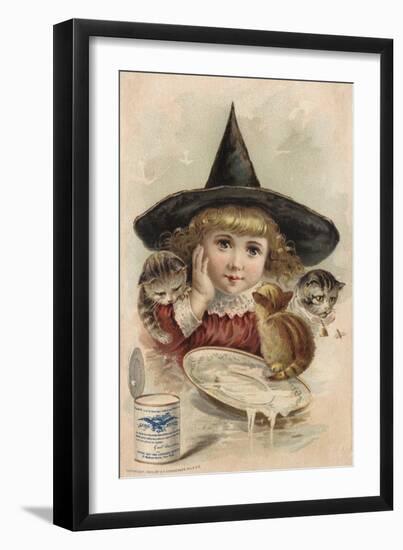 Eagle Brand Milk Trade Card with a Girl and Kittens-null-Framed Giclee Print