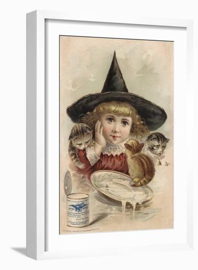 Eagle Brand Milk Trade Card with a Girl and Kittens-null-Framed Giclee Print