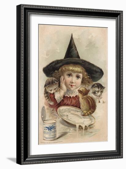 Eagle Brand Milk Trade Card with a Girl and Kittens-null-Framed Giclee Print