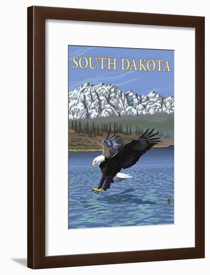 Eagle Diving - South Dakota-Lantern Press-Framed Art Print