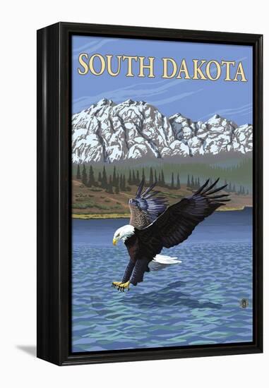 Eagle Diving - South Dakota-Lantern Press-Framed Stretched Canvas