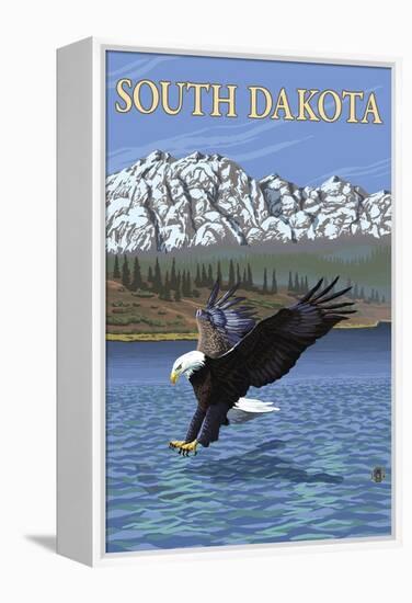 Eagle Diving - South Dakota-Lantern Press-Framed Stretched Canvas