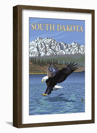 Eagle Diving - South Dakota-Lantern Press-Framed Art Print