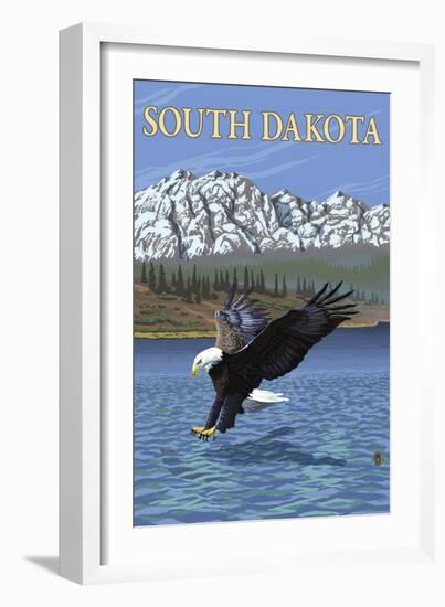 Eagle Diving - South Dakota-Lantern Press-Framed Art Print