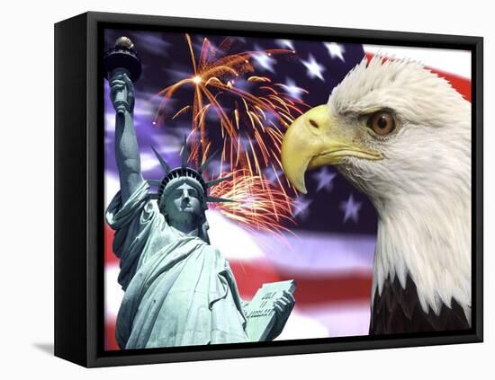 Eagle, Fireworks, Statue of Liberty-Bill Bachmann-Framed Premier Image Canvas