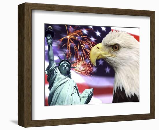 Eagle, Fireworks, Statue of Liberty-Bill Bachmann-Framed Photographic Print