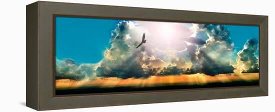 Eagle Flying in the Sky with Clouds at Sunset-null-Framed Stretched Canvas