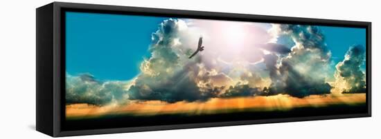 Eagle Flying in the Sky with Clouds at Sunset-null-Framed Stretched Canvas