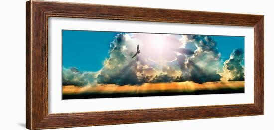 Eagle Flying in the Sky with Clouds at Sunset-null-Framed Photographic Print