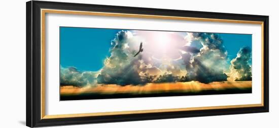 Eagle Flying in the Sky with Clouds at Sunset-null-Framed Photographic Print