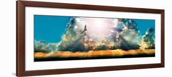 Eagle Flying in the Sky with Clouds at Sunset-null-Framed Photographic Print