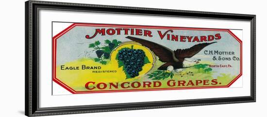 Eagle Grapes Label - North East, PA-Lantern Press-Framed Art Print