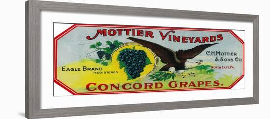 Eagle Grapes Label - North East, PA-Lantern Press-Framed Art Print