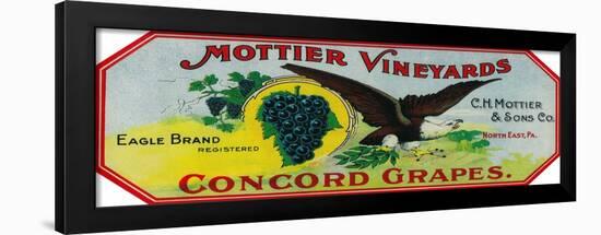 Eagle Grapes Label - North East, PA-Lantern Press-Framed Art Print