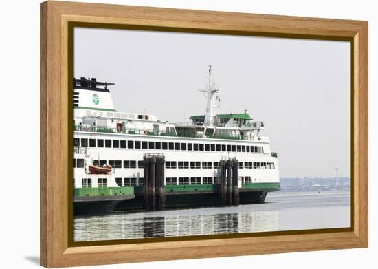 Eagle Harbor, Ferry Arrives Bainbridge from Seattle-Trish Drury-Framed Premier Image Canvas