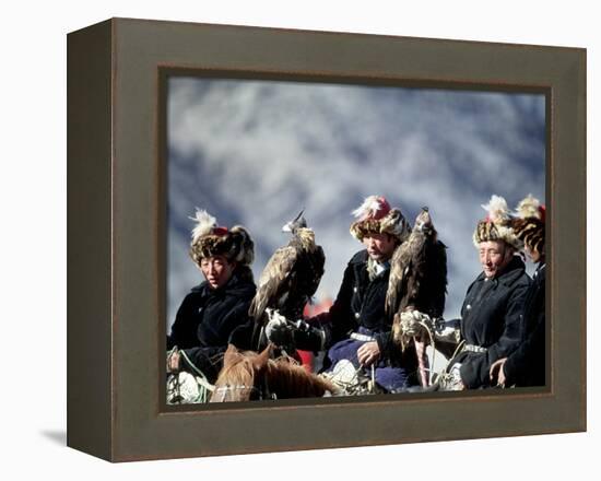 Eagle Hunters at the Golden Eagle Festival, Mongolia-Amos Nachoum-Framed Premier Image Canvas