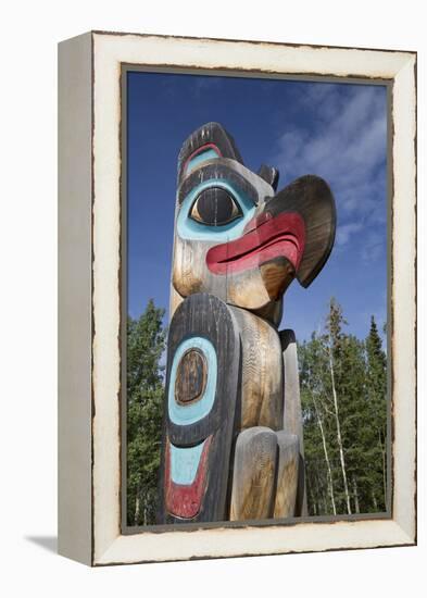 Eagle Image on Totem Pole, Teslin Tlingit Heritage Center, Teslin, Yukon, Canada, North America-Richard Maschmeyer-Framed Premier Image Canvas