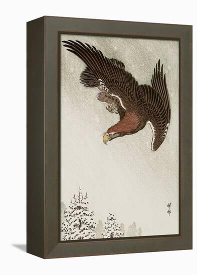 Eagle in Flight Against Snowy Sky-Koson Ohara-Framed Premier Image Canvas