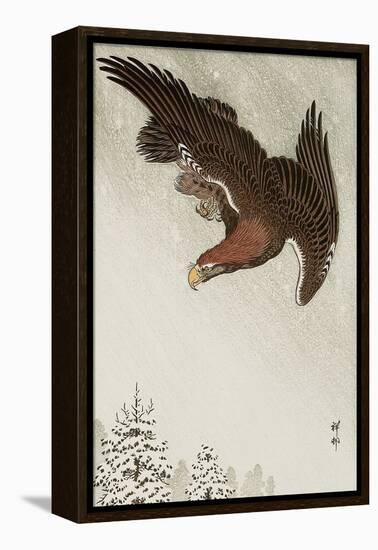Eagle in Flight Against Snowy Sky-Koson Ohara-Framed Premier Image Canvas