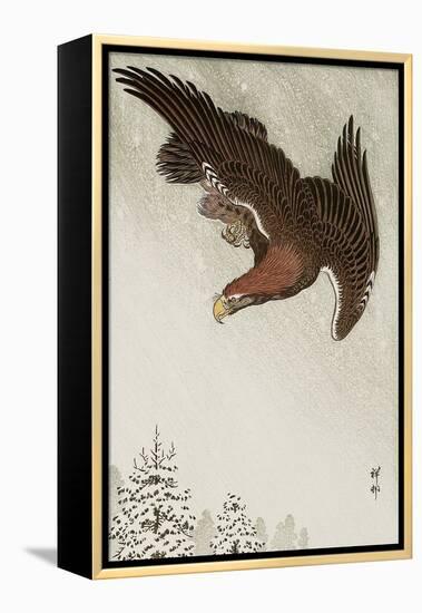 Eagle in Flight Against Snowy Sky-Koson Ohara-Framed Premier Image Canvas