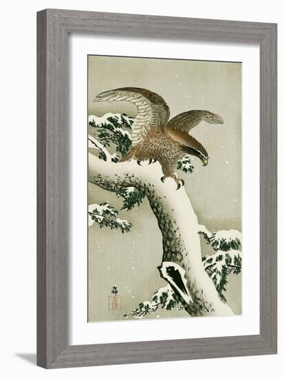 Eagle on Snowy Tree Bough-Koson Ohara-Framed Giclee Print