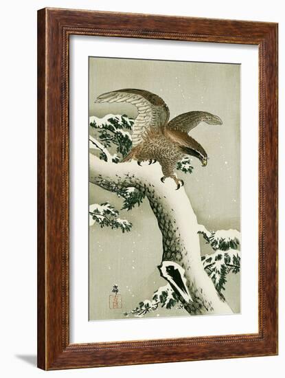 Eagle on Snowy Tree Bough-Koson Ohara-Framed Giclee Print