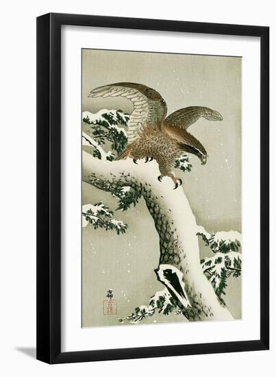 Eagle on Snowy Tree Bough-Koson Ohara-Framed Giclee Print