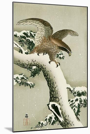 Eagle on Snowy Tree Bough-Koson Ohara-Mounted Giclee Print