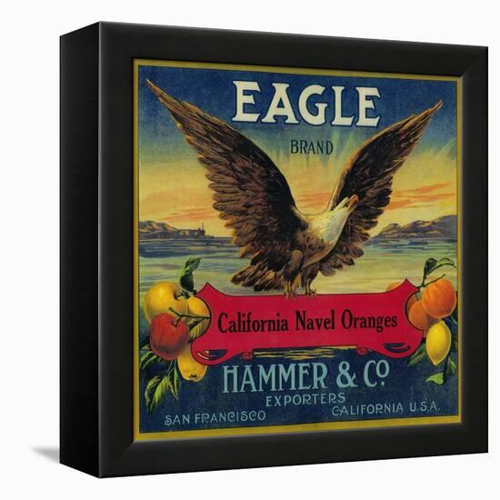 Eagle Orange Label - San Francisco, CA-Lantern Press-Framed Stretched Canvas