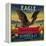 Eagle Orange Label - San Francisco, CA-Lantern Press-Framed Stretched Canvas