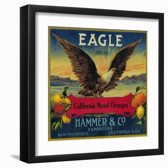 Eagle Orange Label - San Francisco, CA-Lantern Press-Framed Art Print