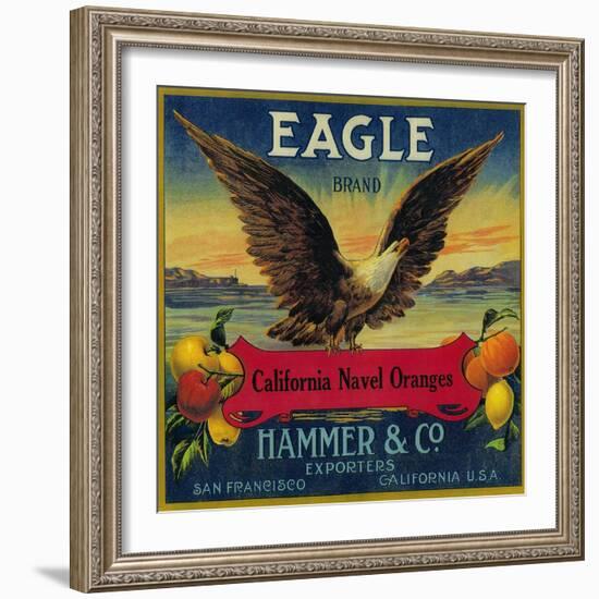 Eagle Orange Label - San Francisco, CA-Lantern Press-Framed Art Print