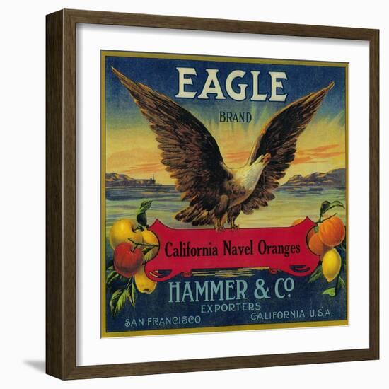 Eagle Orange Label - San Francisco, CA-Lantern Press-Framed Art Print