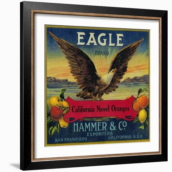 Eagle Orange Label - San Francisco, CA-Lantern Press-Framed Art Print