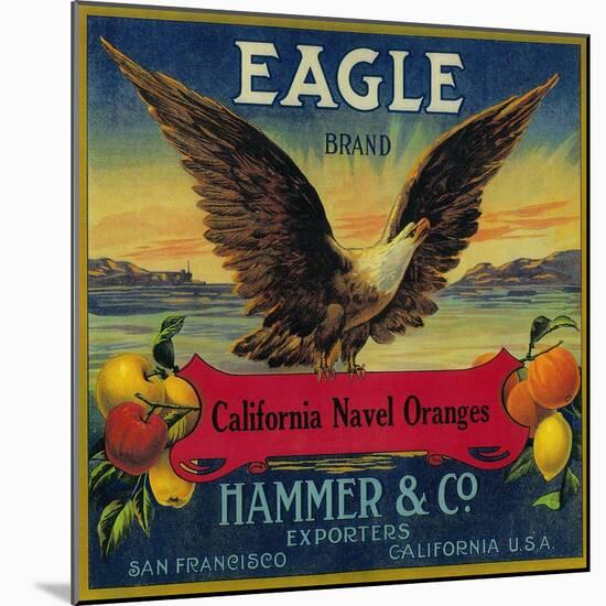 Eagle Orange Label - San Francisco, CA-Lantern Press-Mounted Art Print