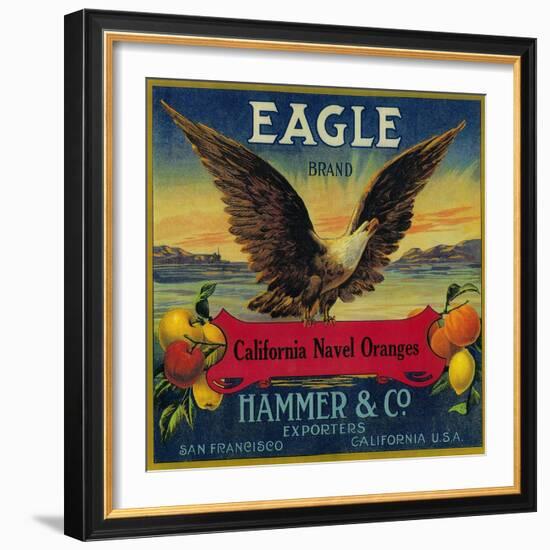 Eagle Orange Label - San Francisco, CA-Lantern Press-Framed Art Print