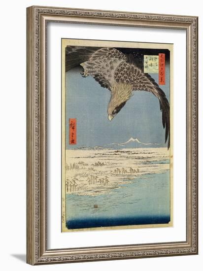 Eagle over 100,000 Acre Plain at Susaki, Fukagawa ('Juman-Tsubo'), from the Series '100 Views of…-Ando Hiroshige-Framed Giclee Print