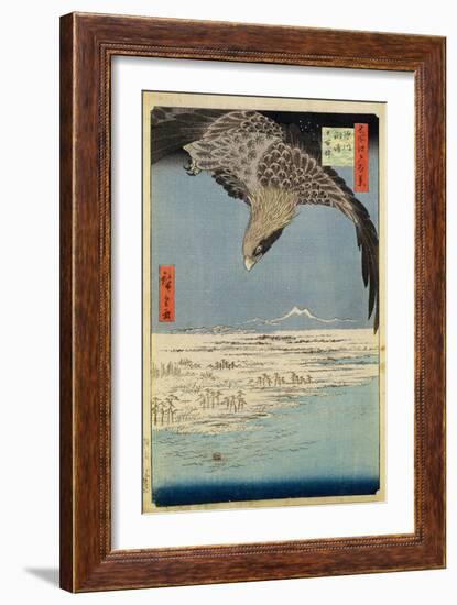 Eagle over 100,000 Acre Plain at Susaki, Fukagawa ('Juman-Tsubo'), from the Series '100 Views of…-Ando Hiroshige-Framed Giclee Print