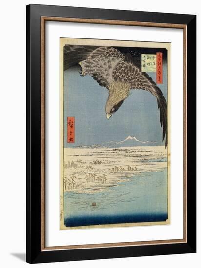 Eagle over 100,000 Acre Plain at Susaki, Fukagawa ('Juman-Tsubo'), from the Series '100 Views of…-Ando Hiroshige-Framed Giclee Print