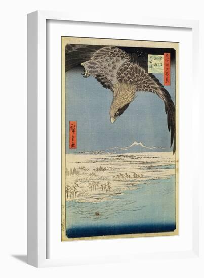 Eagle over 100,000 Acre Plain at Susaki, Fukagawa ('Juman-Tsubo'), from the Series '100 Views of…-Ando Hiroshige-Framed Giclee Print