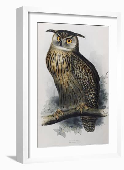 Eagle Owl, Lithographic Plate from "The Birds of Europe"-John Gould-Framed Giclee Print