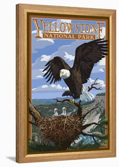 Eagle Perched - Yellowstone National Park-Lantern Press-Framed Stretched Canvas