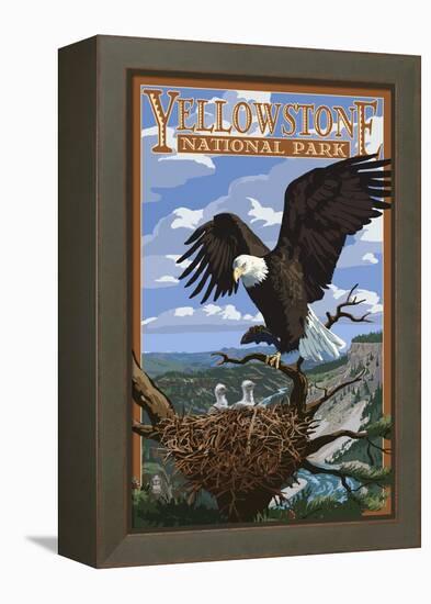 Eagle Perched - Yellowstone National Park-Lantern Press-Framed Stretched Canvas