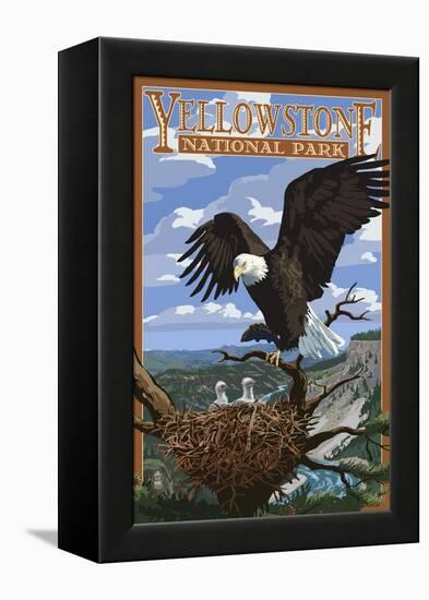 Eagle Perched - Yellowstone National Park-Lantern Press-Framed Stretched Canvas