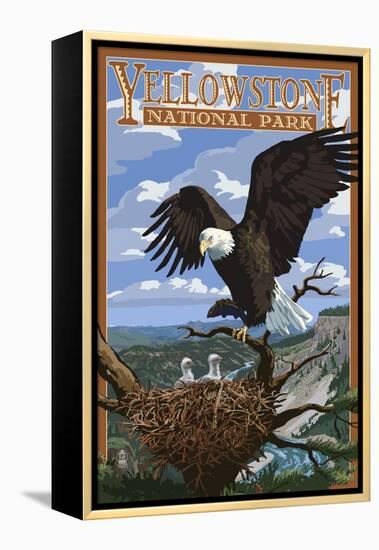 Eagle Perched - Yellowstone National Park-Lantern Press-Framed Stretched Canvas