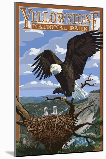 Eagle Perched - Yellowstone National Park-Lantern Press-Mounted Art Print