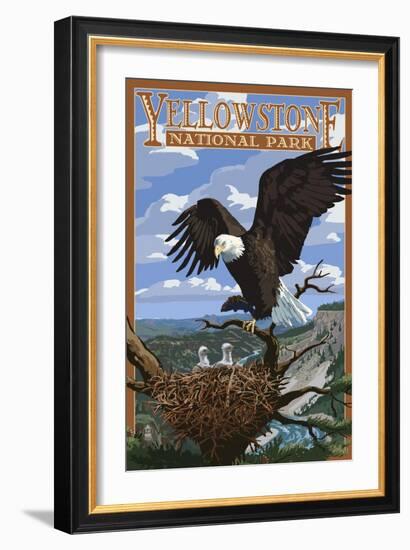 Eagle Perched - Yellowstone National Park-Lantern Press-Framed Art Print